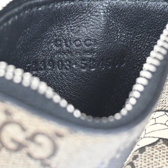 GUCCI Bee Print GG Coin Wallet Key Case Strap Supreme Leather Brown 38YH676 - Picture 9 of 13